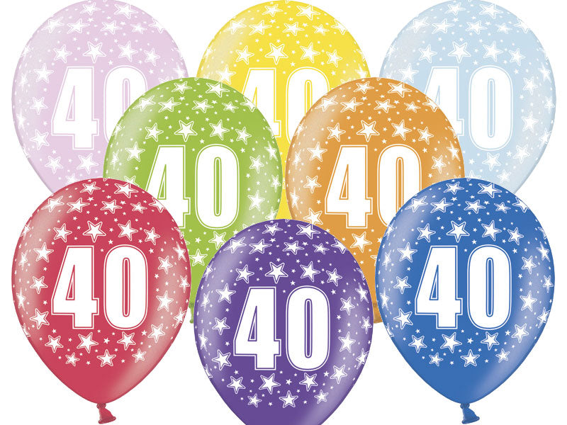 balony 6szt URODZINY ''40'' 30cm SB14M