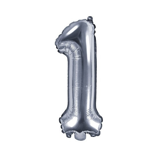 balon foliowy ,,1'' SREBRO 35cm | FB10M-1018