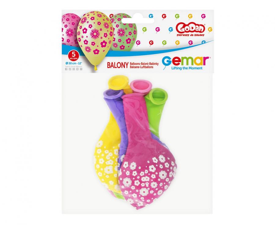 balony Premium "Kwiatuszki" 12" 5szt. | GS110/P107