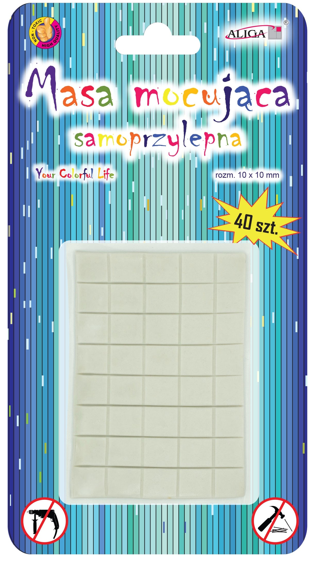 masa mocująca samoprzylepna op. 40 szt. rozm.10 x 10 mm grubość: 0,5 mm. PSD-2496