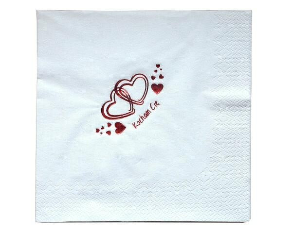 Serwetka 33x33cm Kocham Cię serca - biały  20szt    SW-0001