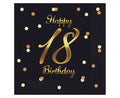 serwetki B&C Happy 18 Birthday czarne nadruk złoty 33 x 33 cm 20 szt. PG-S18C