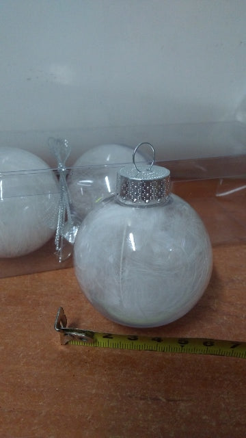 bombka 5szt.  szklana   z piórkami 6cm | GZ171-65