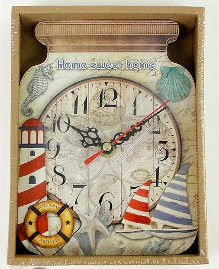 zegar 13x17,5x9cm wzór morski
