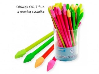 ołówek z gumką strzałką 48szt. fluo OG-7