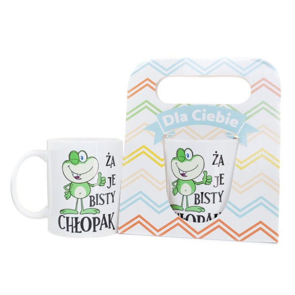 kubek ceramiczny w ozdobnym opakowaniu "Żajebisty Chłopak"