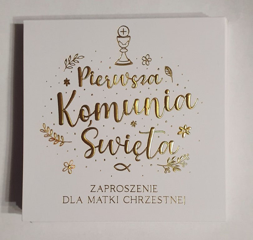 zaproszenia 10szt KOMUNIA ŚWIĘTA DLA MATKI CHRZESTNEJ NR013