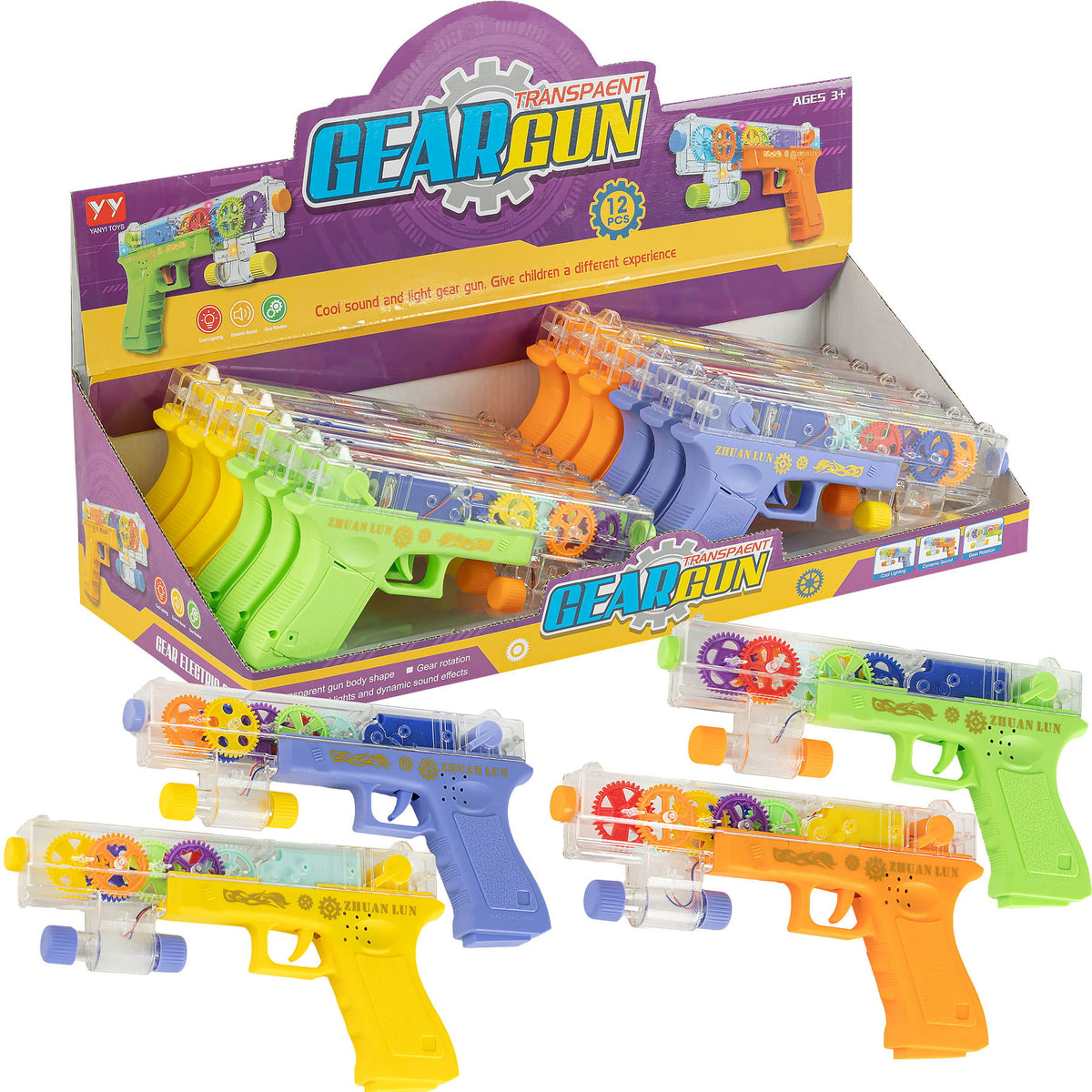 pistolet światło dźwięk z ruchomymi elementami w środku - 003
