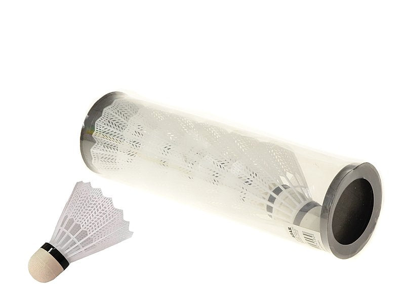 zestaw 6 lotek do badmintona białe w tubie PVC 22 x 6,5cm