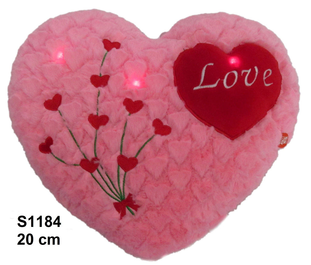 serce różowe migotka 20cm S1184