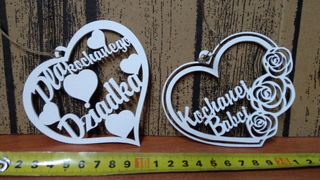 serce 2szt wiszące 11cm DZIADEK