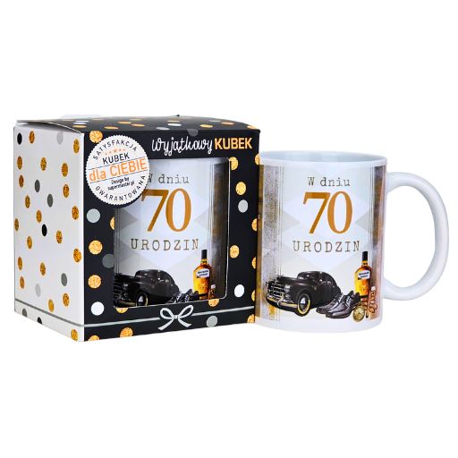 kubek na 70 urodziny dla mężczyzny (czarne auto) 3309-UR15-70