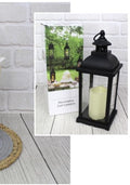 lampion, latarnia szkło-plastik LED z jedną swiecą  czarny 35x13 cm AE-7293