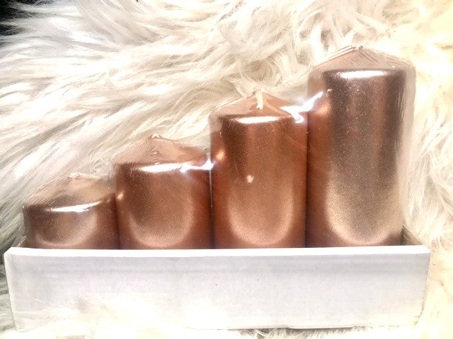 świece walec różowe złoto  4szt. 11-7cm  | L36 SET50/4