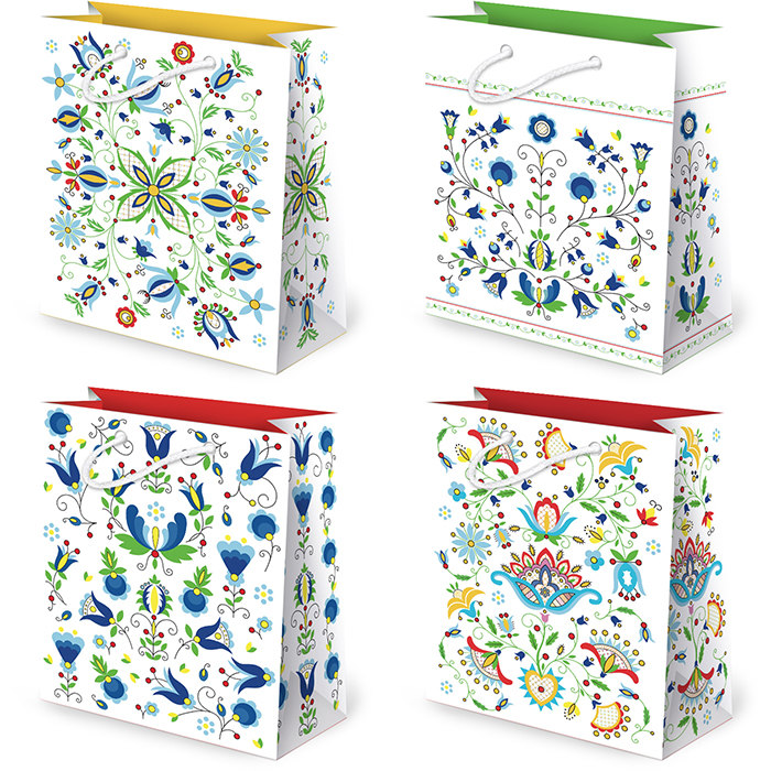 torebki ozdobne 10szt.  TD set 55 Kaszubskie Folklor Wymiary: 11,2 x 14 x 6,4 cm