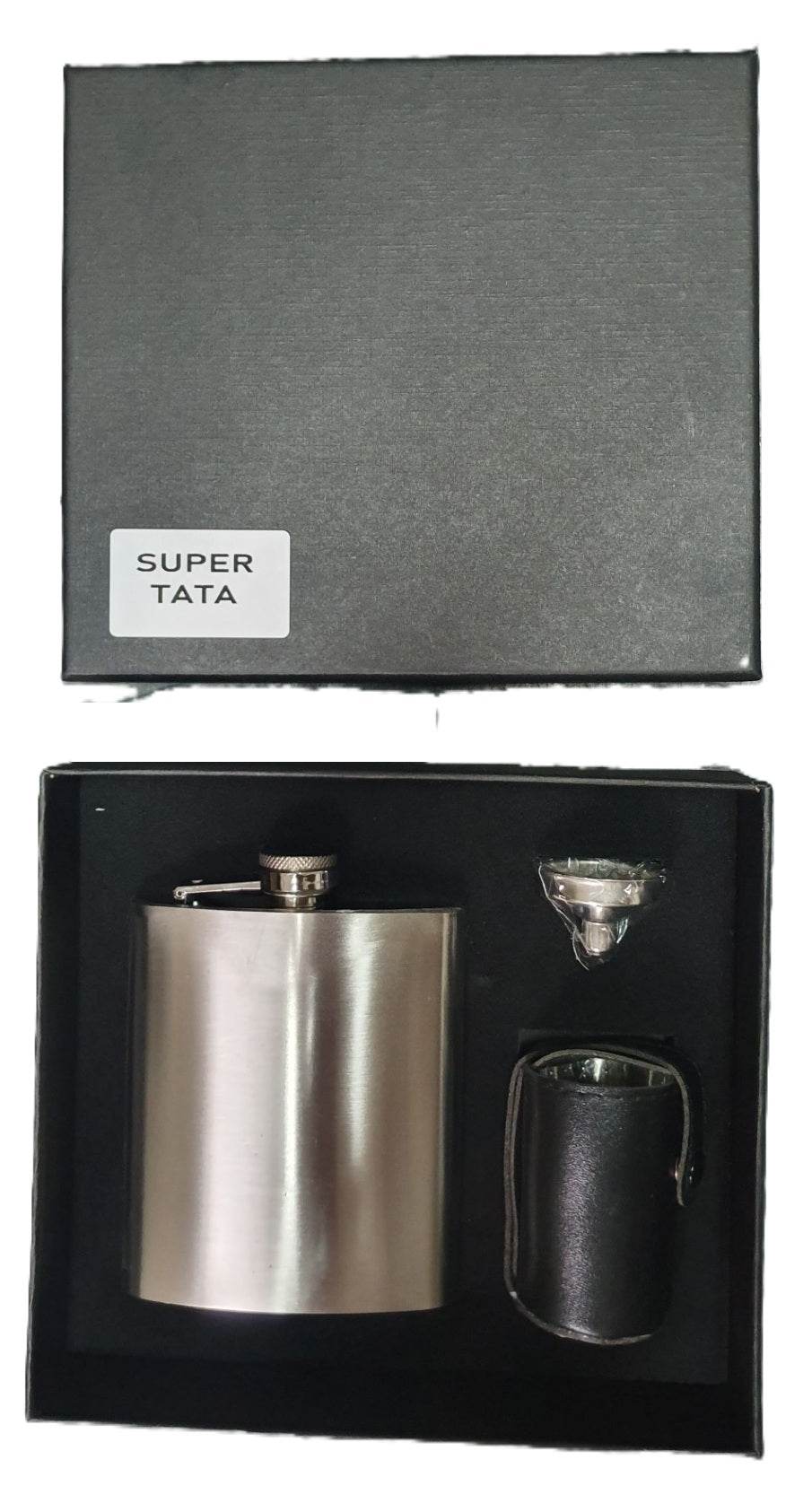 piersiówka stalowa metalowa nierdzewna 210ml + kieliszki Super Tata  XJ4263