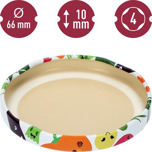 zakrętka fi 66/4 warzywne minki - 10 szt.