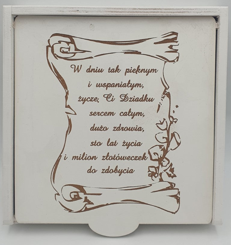 pudełko białe DZIADEK 21 x 21 x 5,5 cm