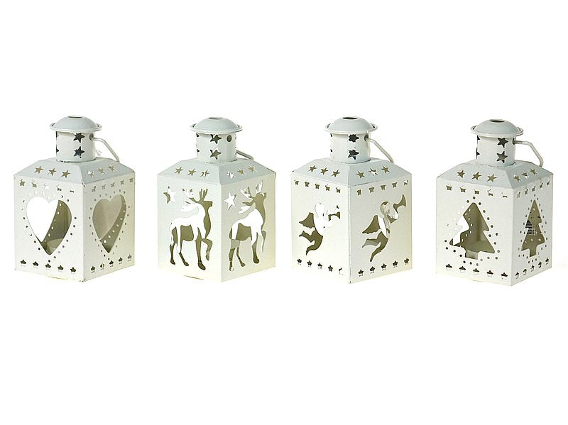 lampion na tealight z motywem świątecznym 12 x 6 x 6cm metalowy
