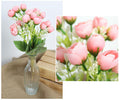 bukiet 2szt  PEONIA z białym dodatkiem, wys. 34 cm 5 łodyg (15 kwiatów 2,5x2,5 cm) RÓŻOWA KMD-2408C