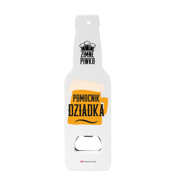 otwieracz drewniany "Pomocnik Dziadka". Kolor biały , rozmiar 4,5x15,5x0,8 cm
