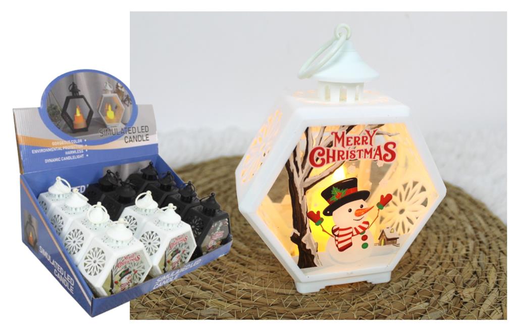 lampion latarenka świąteczna witraż sześciokątna led 15,5 x 11 x 6cm SN55939