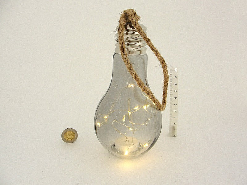 lampion szklany żarówka 17x9cm, z drucikiem LED