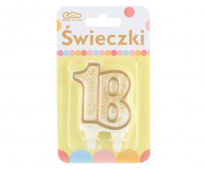 świeczka cyferka ''18'' złoty kontur | SF-CZ18