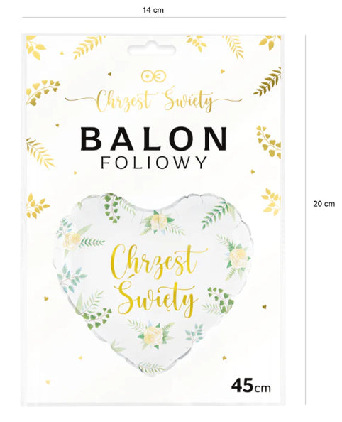 balon foliowy serce Chrzest Święty 45cm | 127766