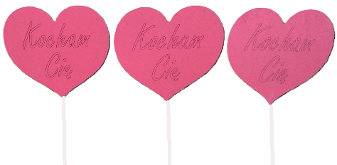piki serce czerwone 6szt KOCHAM CIĘ 15cm