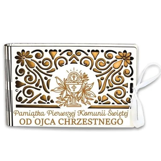 pudełko na pieniądze banknotówka KOMUNIA – od OJCA CHRZESTNEGO – Ażur 3302A-KOM1Z-OC