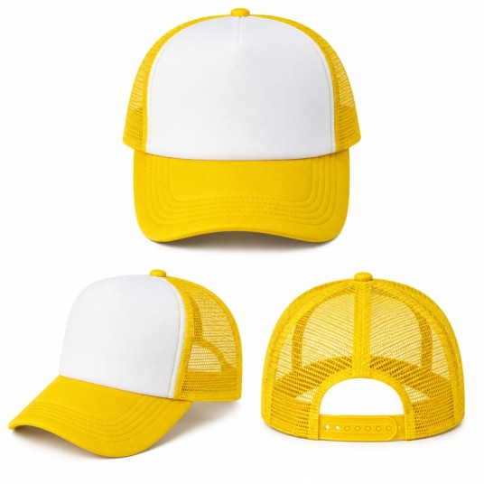czapka z daszkiem uniwersalna letnia z siateczką do regulacji żółta CHSO11538-2
