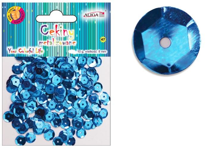 cekiny 12szt  metalizowane NIEBIESKIE 8mm 10g | MT-6591