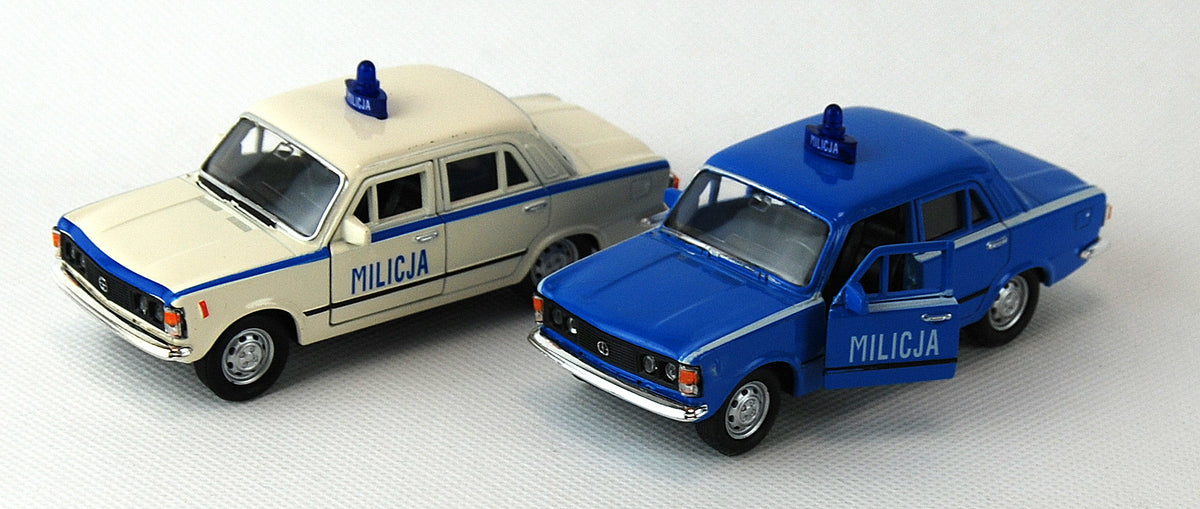 auto metalowe WELLY 1:34 PRL FIAT 125P MILICJA