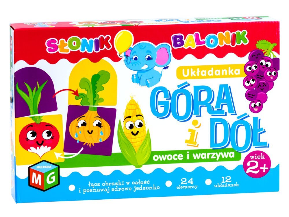 układanka GÓRA I DÓŁ OWOCE I WARZYWA - SŁONIK BALON