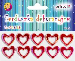 serca dekoracyjne czerwone plastikowe rozm. 3cm 10szt. SE-0307