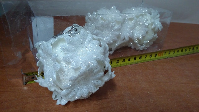 bombka w kloszu 3szt.  BIAŁA BROKAT | WAD7572