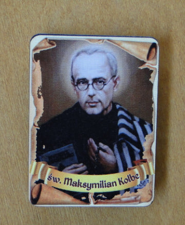 tabliczka 5szt. na magnes 6x8cm ŚW. MAKSYMILIAN KOLBE