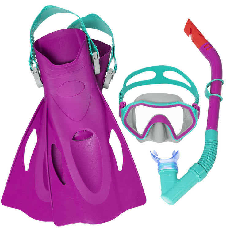 zestaw do snorkelingu maska z rurką i płetwami RÓŻOWY 7+ Bestway25046