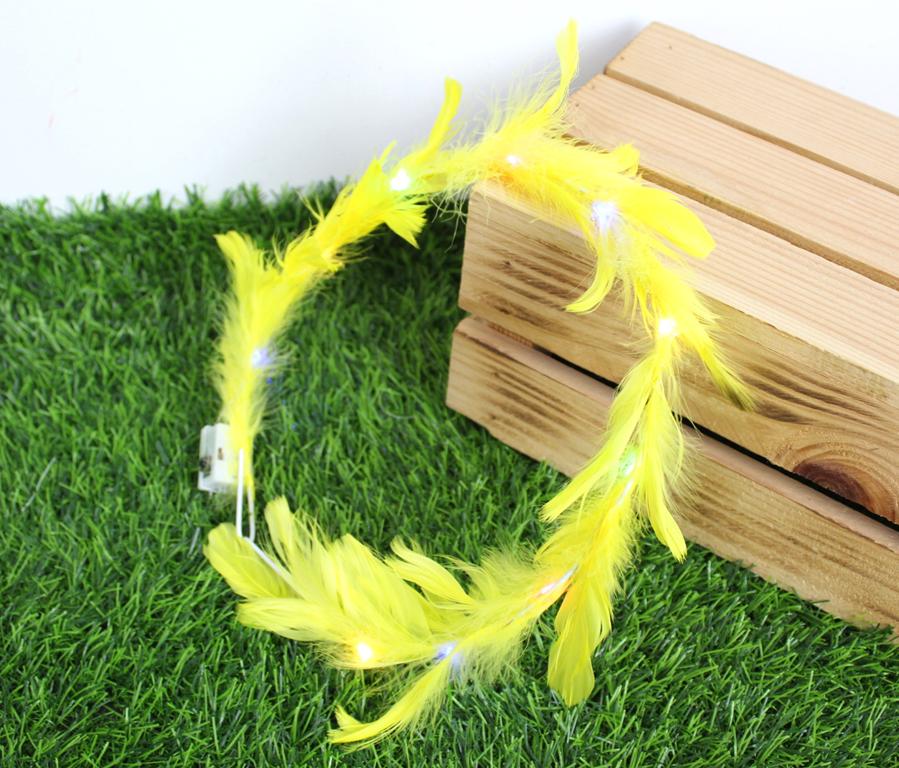 wianek  z piór led świecący 18 cm ŻÓŁTY SN56665