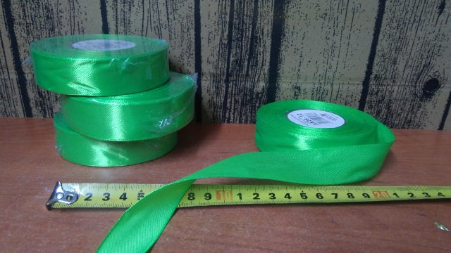 wstążka satynowa 25mmx32m ZIELONA  4szt. | AX25-12