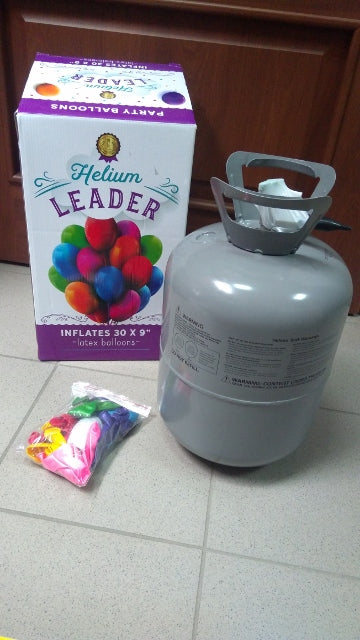 butla z helem 30 balonów + balony, wstążka