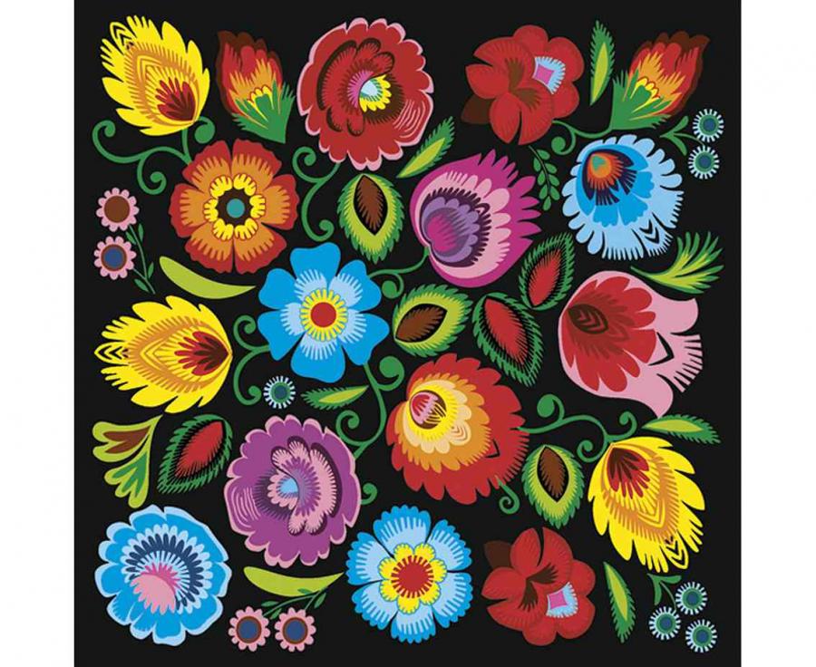 serwetki papierowe Łowicz Folk Colourful Cut-out on Gold 33 x 33 cm 20 szt.   SL_OG_058701