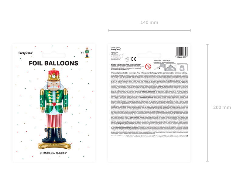 balon foliowy stojący dziadek do orzechów 34x85cm mix | FB113