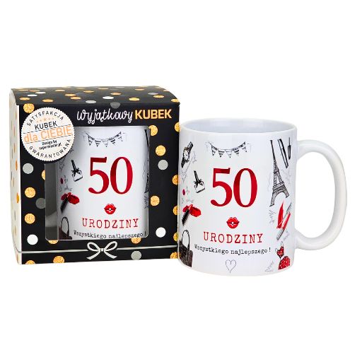 kubek na 50 urodziny dla kobiety (czerwony) 3309-UR16-50