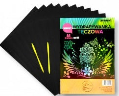 wydrapywanka tęczowa  A4 a'10 multicolor WZ-04 + 2 rylce