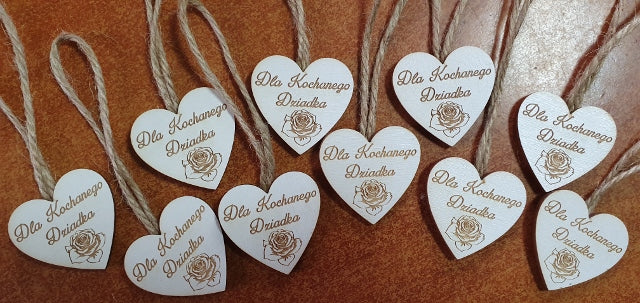 serce  wiszące 4x4cm 10szt Dla Kochanego Dziadka