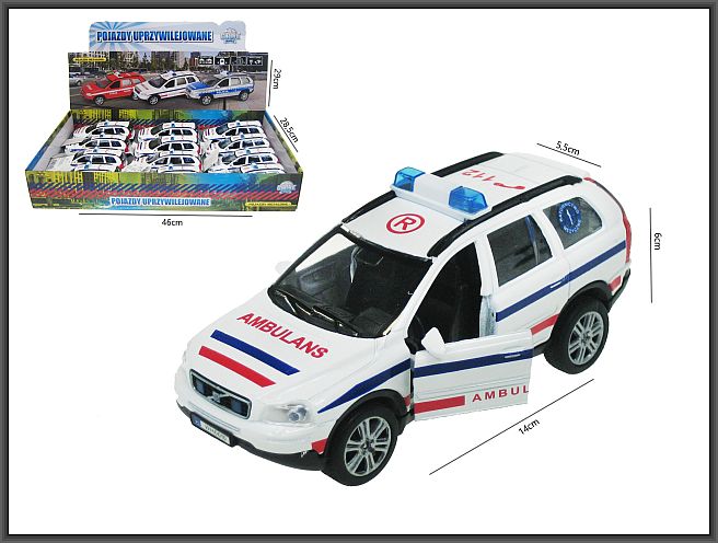 auto metalowe światło i dźwięk AMBULANS 820