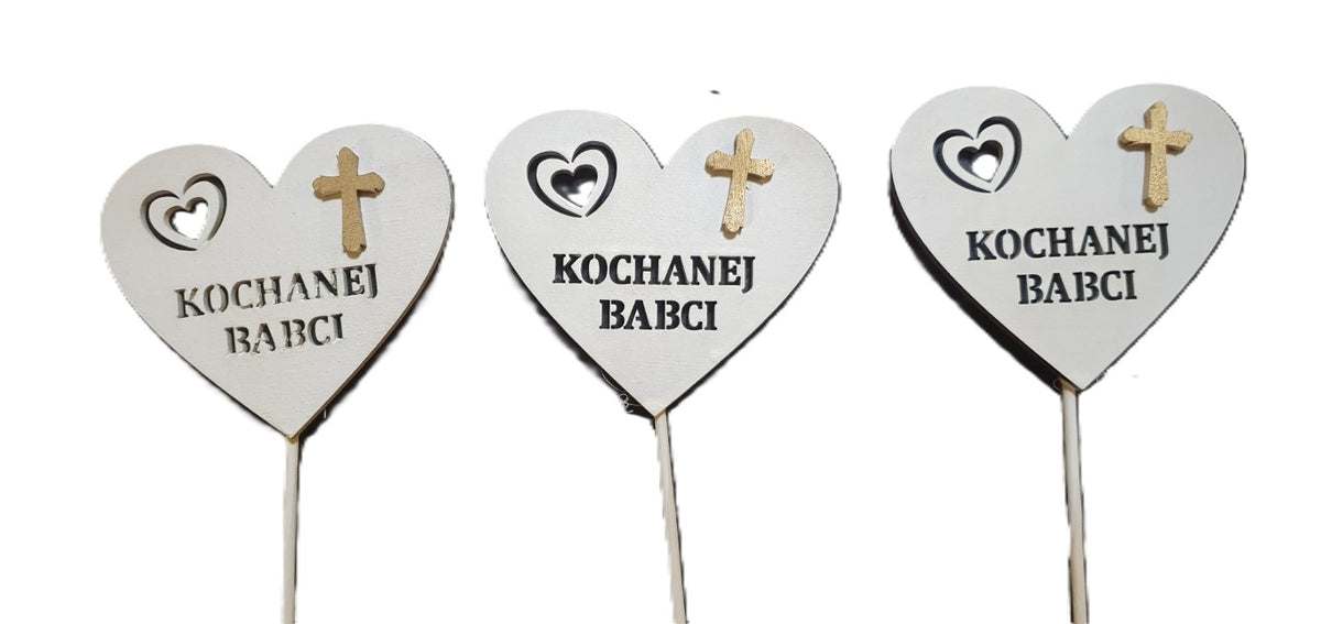 serce na piku  3szt. Kochanej Babci