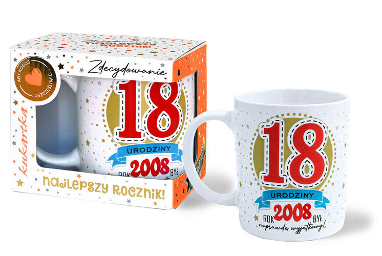 kubek premium Urodziny 18 czerwona cyfry roczniki Q 1069